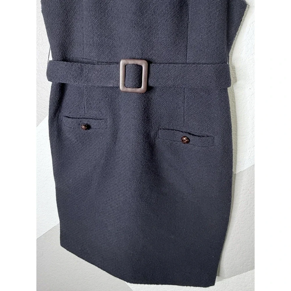 Kiel James Patrick Womens Size 2 Navy Belted Sheath Dress Wool Blend NWT - Picture 6 of 12